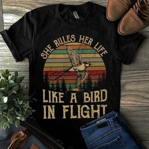 She Rules Her Life как птица в полете винтажная Ретро футболка мужская хлопковая S-6XL |