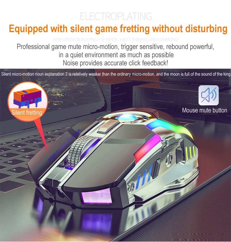 А5 игровая мышь 2,4 ГГц Беспроводная USB профессиональная Esports RGB подсветка Slient Bluetooth мышь 1600 dpi 7 кнопок для ПК ноутбука