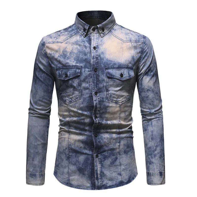

Dropshipping NEGIZBER 2019 Autumn Winter Jeans Shirts Men Slim Fit Water Wish Long Sleeve Demin Jeans Shirt Men Streetwear