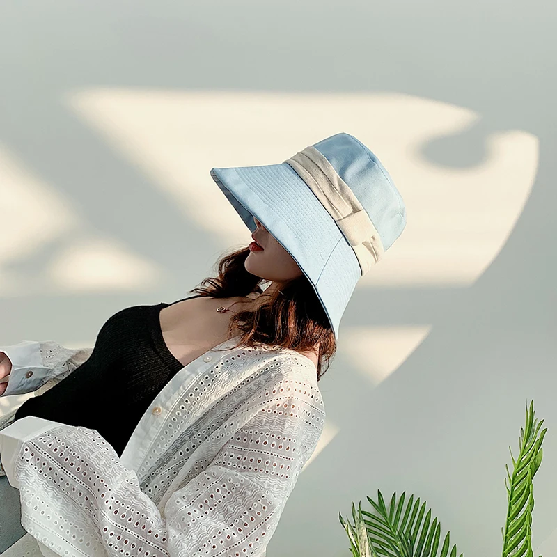 Women Summer Foldable Bucket Hat Women Outdoor Sunscreen Cotton Fishing Hunting Cap Femal Basin Chapeau Sun Prevent Hats Present