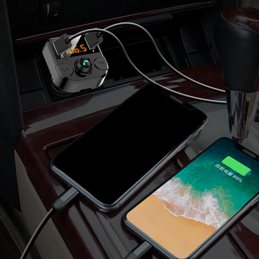 Автомобильный fm-передатчик, ЖК MP3-плеер, беспроводной Bluetooth, автомобильный комплект, быстрая зарядка через usb, свободные руки, USB зарядные устройства