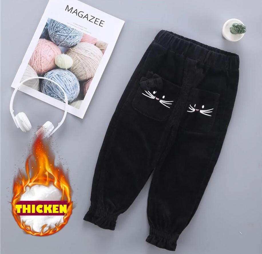 corduroy trousers Зимние леггинсы для маленьких девочек; утепленные бархатные флисовые теплые леггинсы; штаны для девочек; детские зимние штаны; брюки; детские штаны - Цвет: corduroy trousers