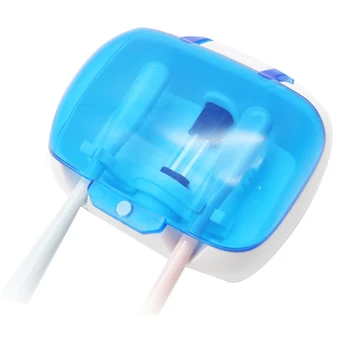 

Toothbrush Holder Disinfectant, for 2 Teeth Brushes UV Lamp Disinfection Box Wall-Mounted Toothbrush Holder,Blue,1Pcs