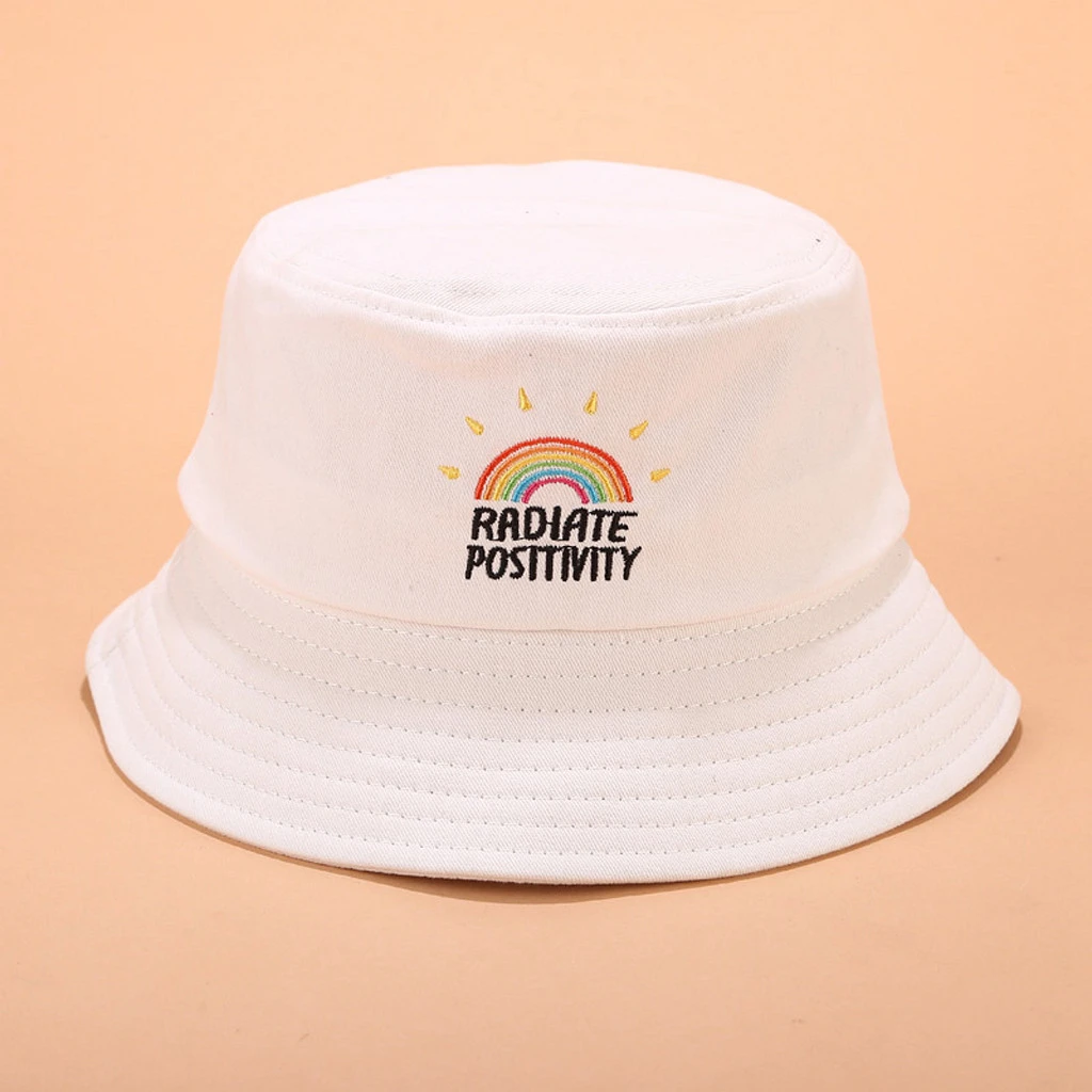 Unisex Foldable Bucket Hat Rainbow Print Canvas Women Outdoor Sunscreen Hunting Cap Men Children Hip-Hop Fisherman Hats 904