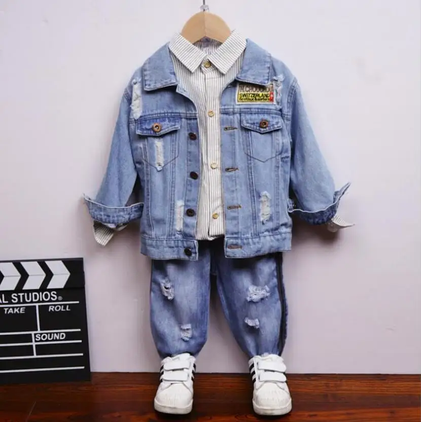 

Children's Clothes 2020 New Fashion Set (Denim jacket+shirt+Pants) Korean Version Of The Children's Boys Spring Autumn 3-piece