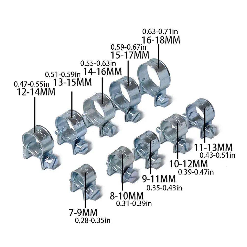60 Pcs Hose Clamp Double Ears Clamp Worm Drive Fuel Water Hose Clamps Clips Hose Fuel Clamps 8 Sizes