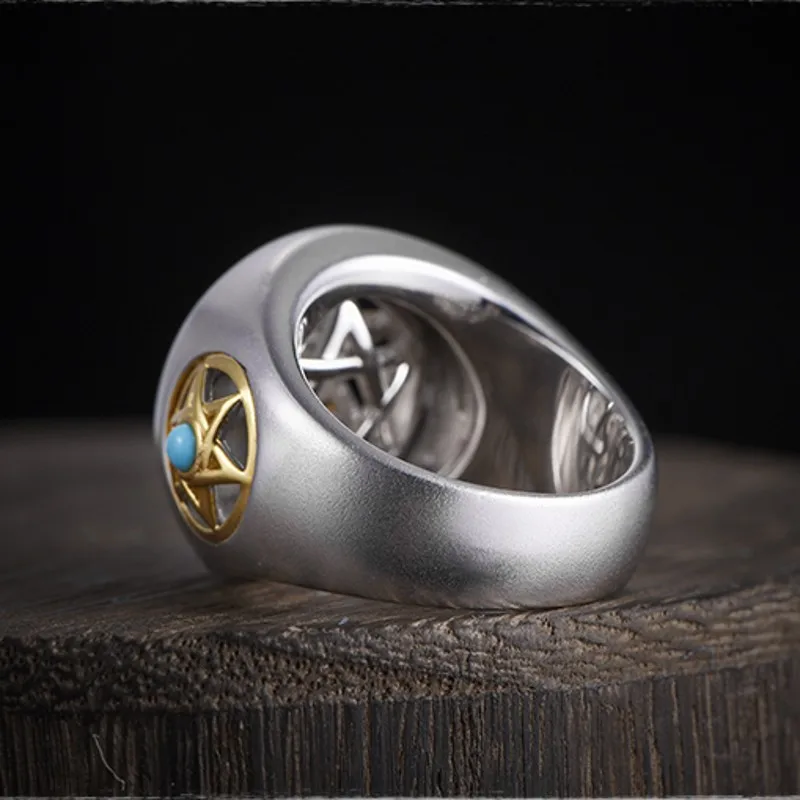 Thai silver 925 silver ring for male six-pointed star domineering men's rings Korean index finger single s925 silver rings