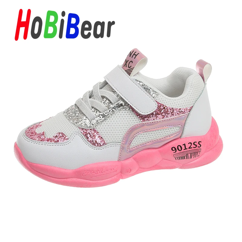 HOBIBEAR/Детские брендовые кроссовки для мальчиков и девочек; модные розовые детские повседневные кроссовки для девочек; резиновая детская обувь для бега; кроссовки для маленьких девочек