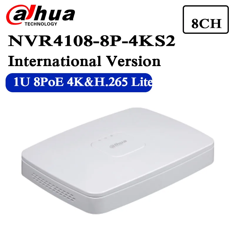 

Original dahua english version mini NVR NVR4108-8P-4KS2 8Channel Smart 1U 8PoE 4K&H.265 Lite Network Video Recorder