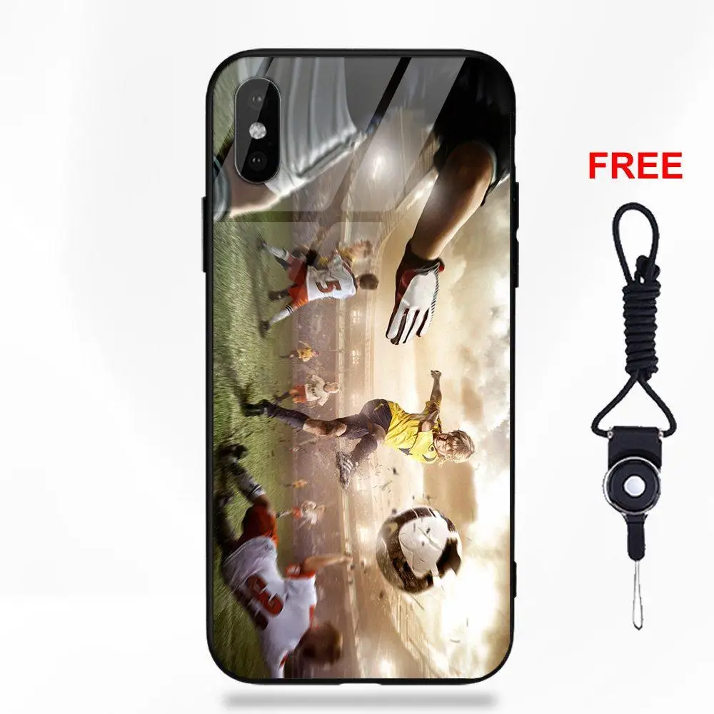 as picture Omdnwd для Apple iPhone 5 5C 5S SE 6 6S 7 8 Plus X XS Max XR Силиконовый ТПУ оправа закаленное стекло популярный горячий Спорт Футбол - Цвет: as picture