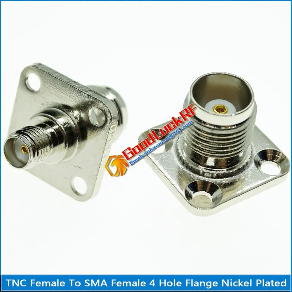 

TNC To SMA Connector Coax Socket TNC Female Jack to SMA Female Plug 4 Hole Flange Panel Mount Nickel Brass Coaxial RF Adapters