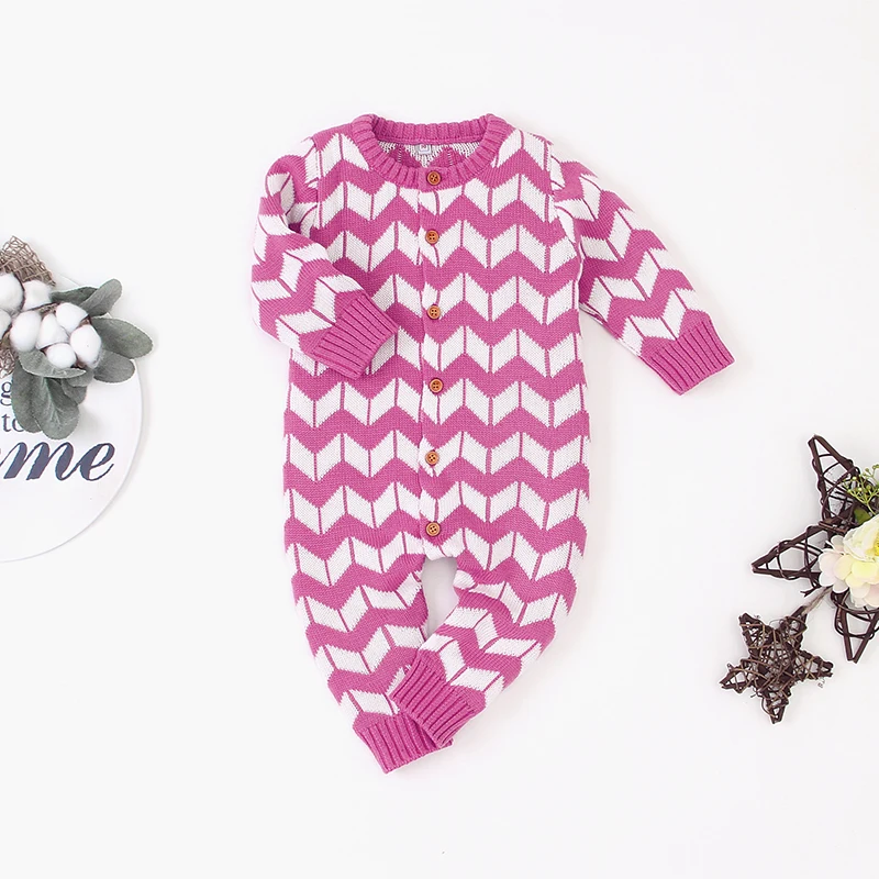 Зимняя одежда с длинными рукавами вязаная для маленьких девочек комбинезоны однотонный вязаный детский комбинезон; Детская осенняя