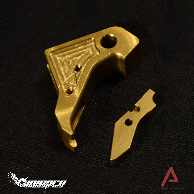 

AA outer trigger gold ID：4000472902524 GLOCK 17 TM systerm metal outer trigger fit Kublai P1 Unicorn industries CNC cutting