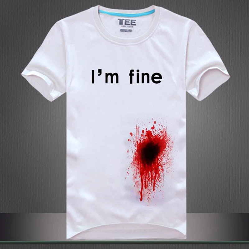 Модная популярная мужская футболка с принтом «I'm Fine Blooded Funny», хлопковая футболка с коротким рукавом, летняя футболка
