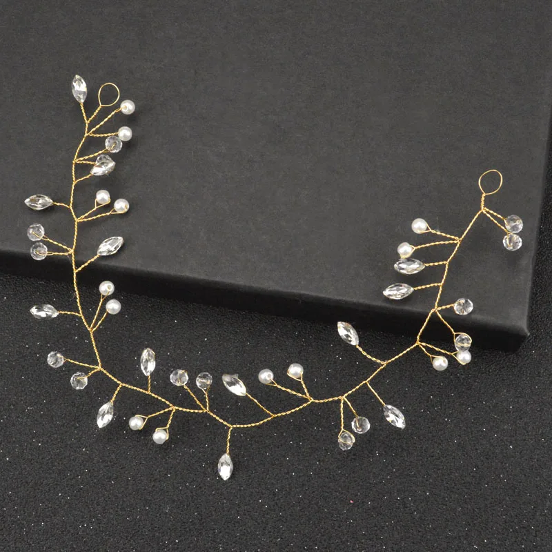 Fashion Bride Pearl Hair Band Wedding Hair Accessories Handmade Gold And Silver Leaves Princess Crystal Hair Band Tiara - Окраска металла: 5