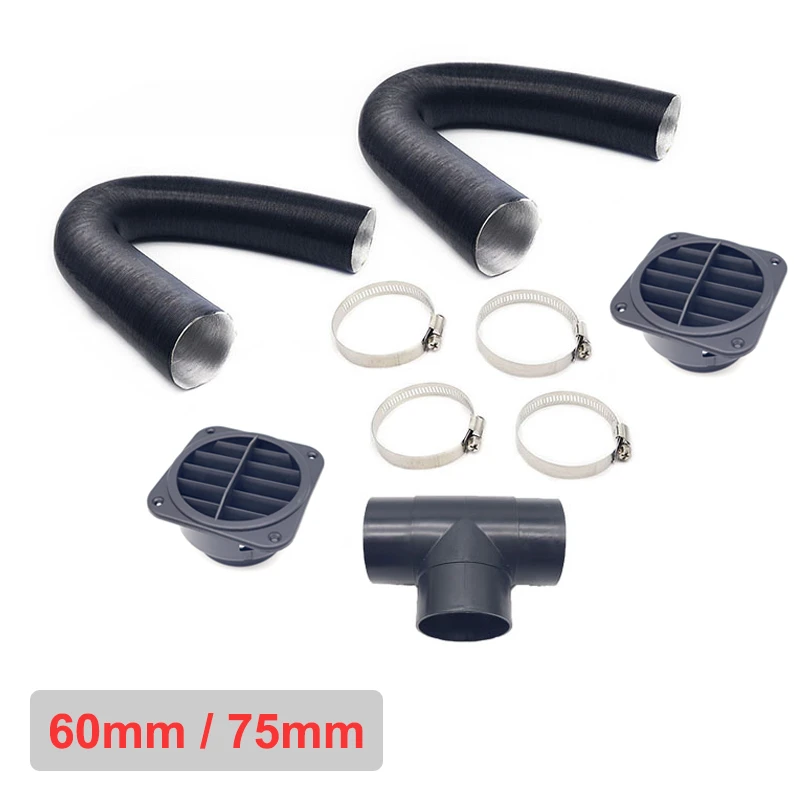 60mm 75mm Car Auto Heater Pipe Duct T Piece Warm Air Outlet Vent Hose