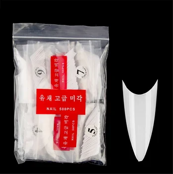 

KROFAUE 500 Pcs Stiletto Nails Tips DIY Nail Art Decor Fake Nails Tips Natural Clear Manicure Set Artificial False Nail