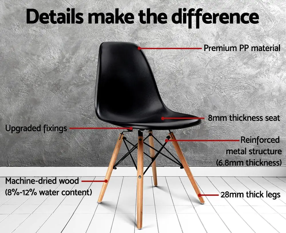 4PCS Simple assembly structure Solid wood Black dining chair with High Calibre Thick padded seat Ideal for home office cafés