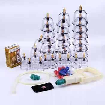 

Vacuum Cupping Device Pull Vacuum Therapy 32 Pieces Canned Cup Relaxation Massager Curve Suction Pump