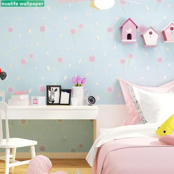 

3d purple dandelion pattern bedroom non-woven wallpaper girl wedding room children room living room shop background wall paper
