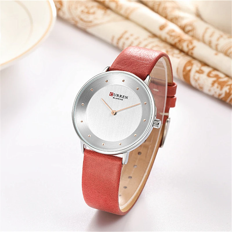 Женские часы Relojes Para Mujer CURREN женские часы Роскошные Кварцевые часы с красным кожаным ремешком наручные часы повседневные женские часы 9033