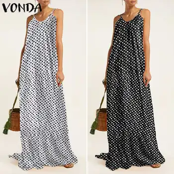 

Long Maxi Dress VONDA Women Sexy Backless Sleeveless Party Dresses Casual Summer Sundress Bohemian Vestidos Plus Size Beach Robe