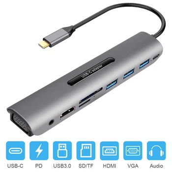 

USB HUB C HUB to Multi USB 3.0 HDMI Adapter Dock for MacBook Pro Accessories USB-C Type C 3.0 Splitter 9 Port USB C HUB