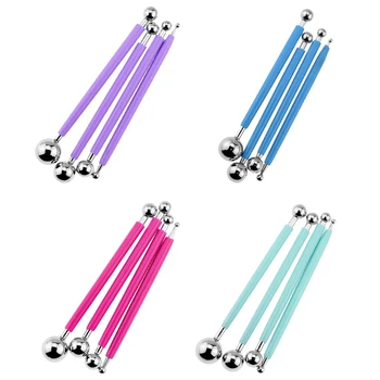 

4Pcs Multicolor Fondant Cake Tool Stainless Steel Engraving Set Tool Double Fondant Petal Decoration Tool Engraved Pen Pill