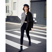 AEL Асимметричный Блейзер, повседневная шерстяная куртка, пальто, Осень-зима, модная женская одежда, новинка