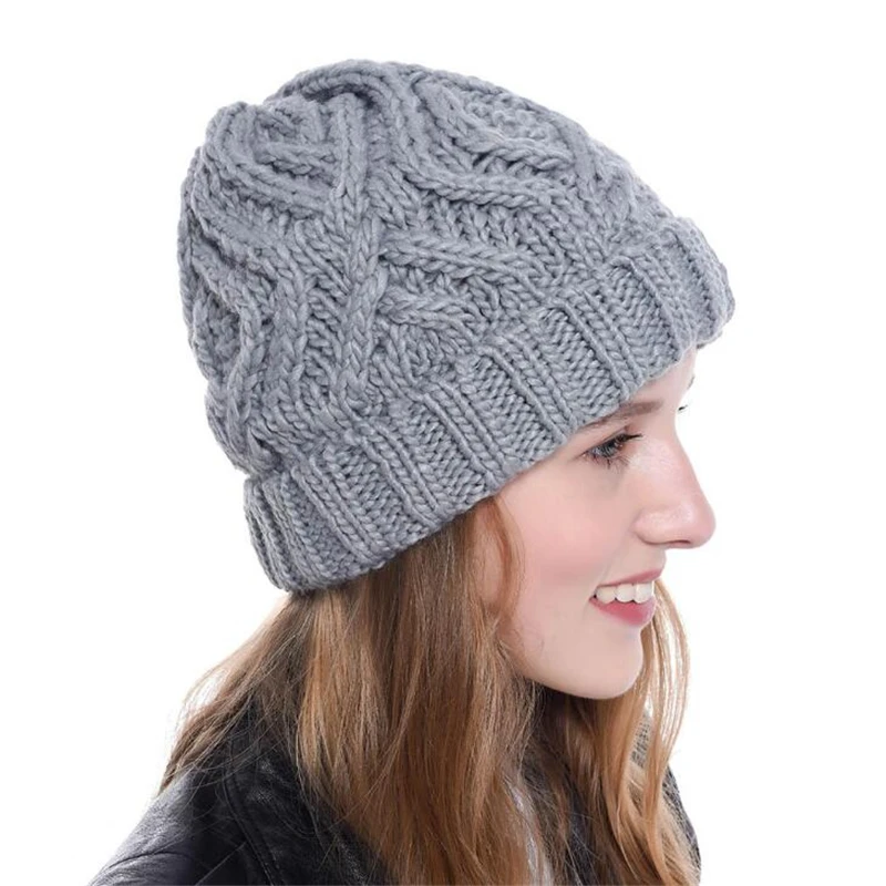Теплая зимняя Осенняя вязаная шапка в американском стиле аксессуары для волос шляпы для женщин девочек ромбические мягкие теплые тюрбан головные уборы