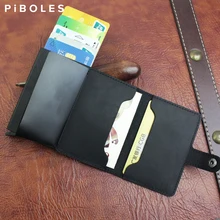 Aluminum Wallet With Elasticity Pouch Genuinie Leather Credit Card Slot RFID Slim Card Wallet Automatic Pop Up ID Cards Case
