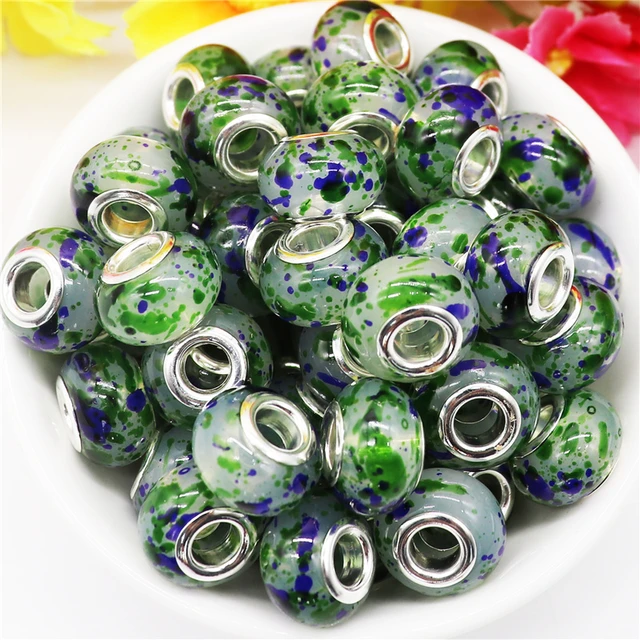 10Pcs New US Flag Murano Charms European 5mm Large Hole Beads for Jewelry  Making Women Hair