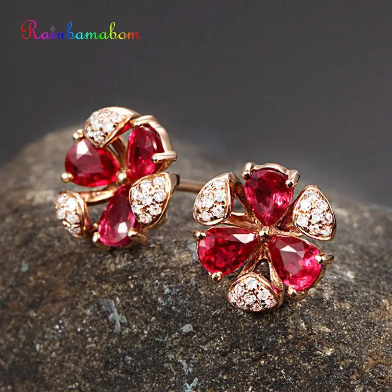 Винтажные серьги-гвоздики Rainbamabom 925 с твердыми искусственными драгоценными