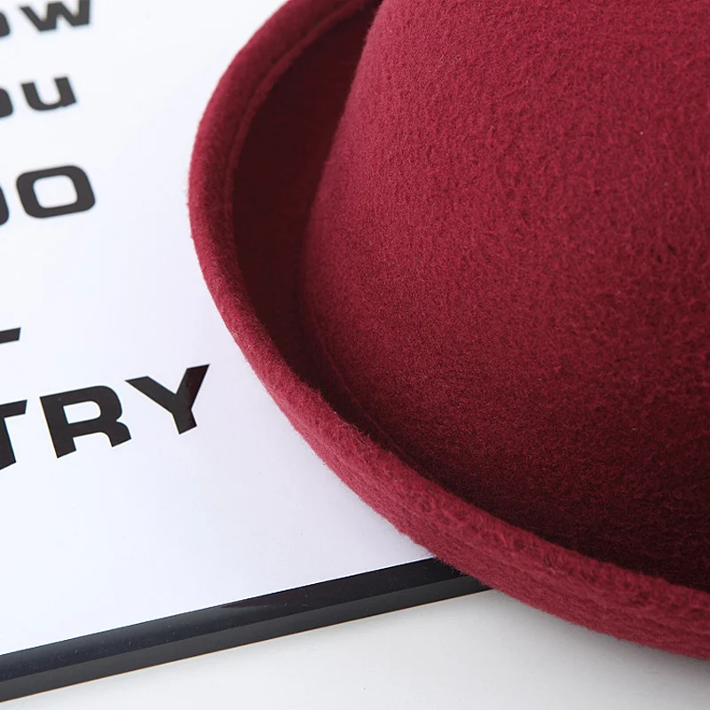 Fashion Winter Kids Hat Wool Bowler Hats Children Girls Hat Adjustable Kids Cap Autumn Spring 4-8 Years