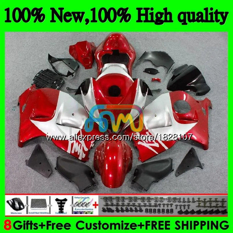 GSXR-1300 для SUZUKI Hayabusa GSXR1300 96 02 03 04 05 06 07 49BS. 69 GSXR 1300 2002 2003 2004 2005 2006 2007 красный серебристый обтекатель