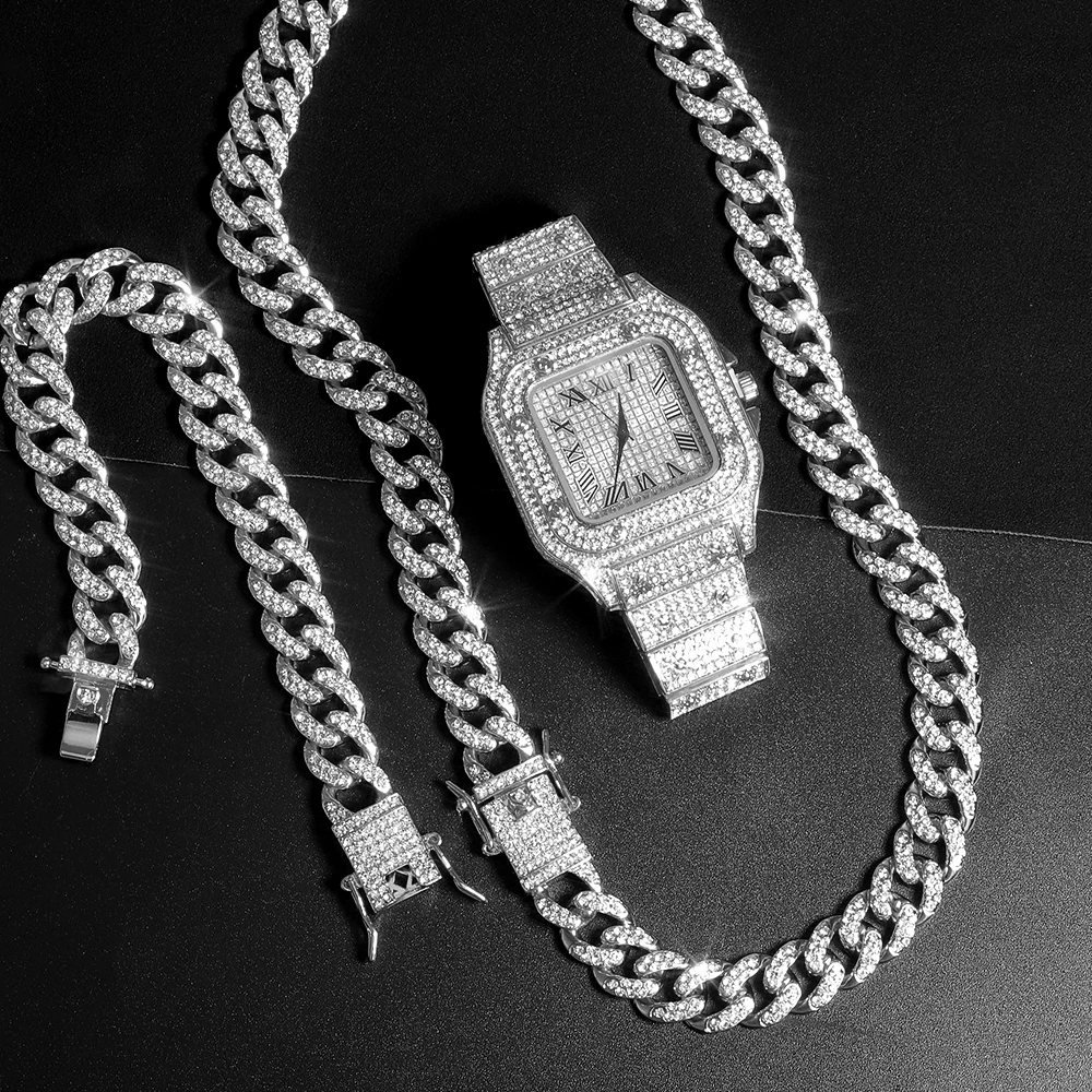 Cuban Chain Necklace Silver Color 