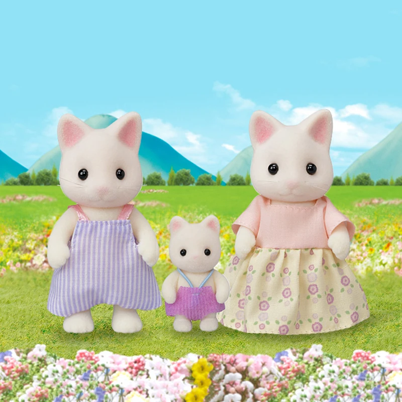 Sylvanian Families кукольный домик, пушистые куклы, фигурки животных, цветочный Кот, Семейный комплект из 3 предметов, новинка 5373