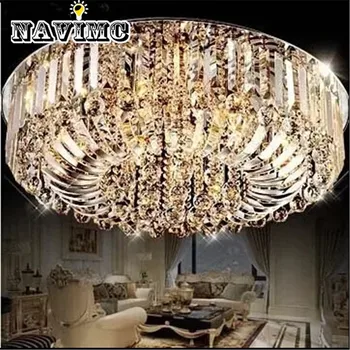 

New Flush Mount K9 Crystal Modern Minimalist Lamp Living Room Remote Control Chandelier For Dining Room
