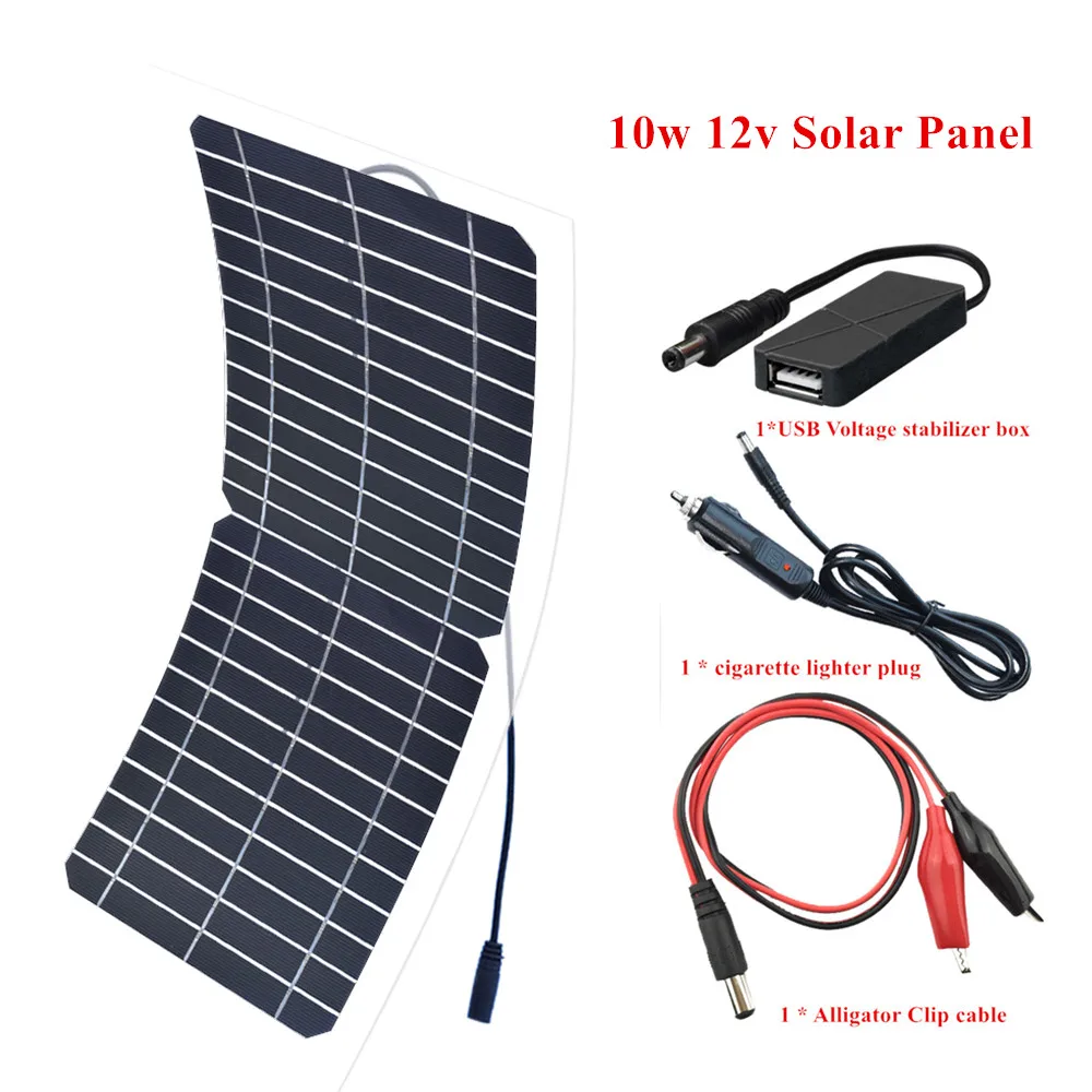 Flexible Solar Panel 10W Portable Solar Charger Just Solar Supplies