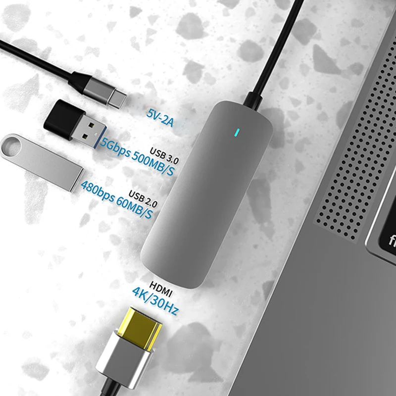 Адаптер Basix Thunderbolt 3 4 в 1 USB C к HDMI 2x Type PD Hub для Macbook Pro Huawei P20 Samsung Galaxy S9 Usb Hub|Адаптеры