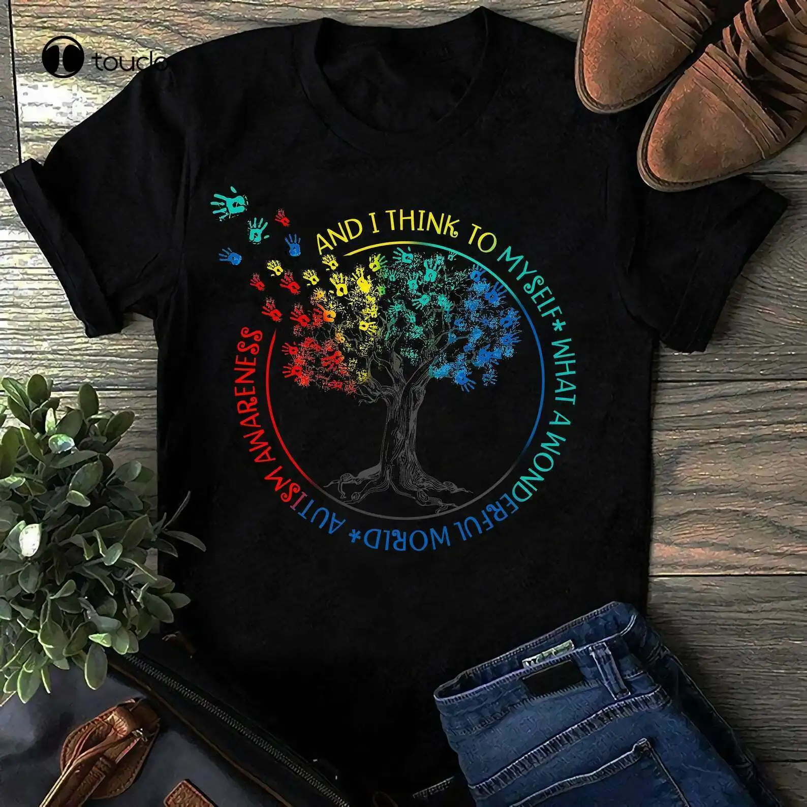 Maglietta Per La Consapevolezza Dell'Autismo I Think To Me What A Wonderful World For Men Women Tee Shirt