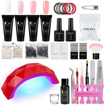 

COSCELIA 30ml Extension Gel Nail Polish Kit Poly Gel Nail Varnish Set With Manicure Tips Curing Lamp Quick Dry Poly Gel Builder