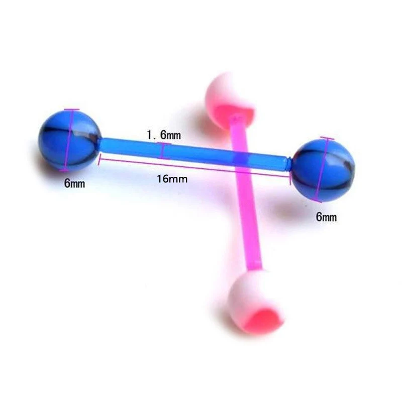 Пирсинг языка Lengua 5 шт акриловый шарик колечко для языка пупка кольца-штанги для сосков баров сексуальные украшения тела случайный цвет - Окраска металла: Mix Color