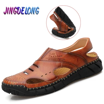 

Fashion Mens Gladiator Sandals Summer 2020 New Outdoor Men's Sandals Handmade Male Beach Slippers Comfortable Boys Loafers 38-50