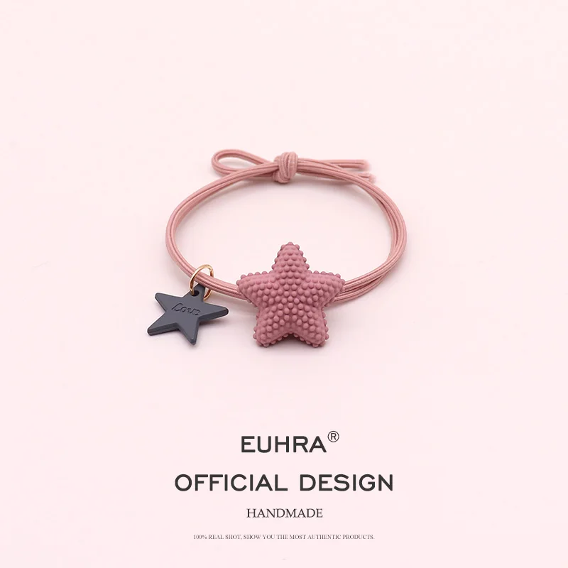 EUHRA 5 цветов Bump Star Pentagram с биркой эластичные резинки для волос женская лента для волос Детские аксессуары для волос резинка