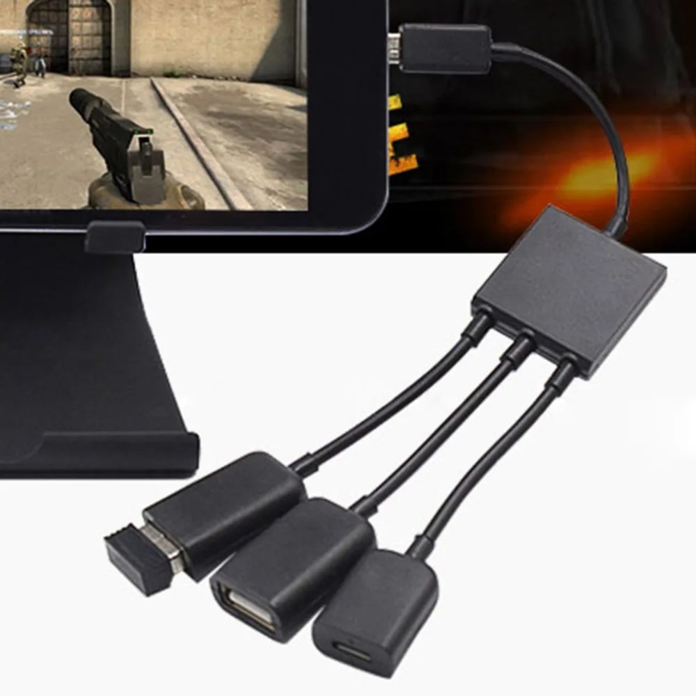 Кабель для передачи данных зарядный кабель Type C/Micro 3 в 1 USB C OTG хост концентратор
