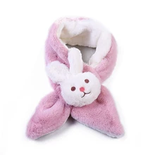 Новинка года; зимний детский шарф с рисунком кролика; Детские шарфы из искусственного меха; теплый детский шарф с меховым помпоном для девочек и мальчиков; Bufanda