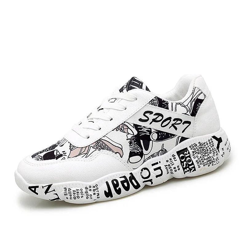 

2019 New Style Sports Mesh Running Shoes Low Top Breathable Graffiti Thick Bottomed Sports Running MEN'S Casual Shoes 6808