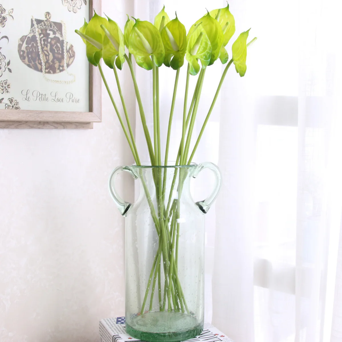 

12 Pcs/lot Artificial Flower Fake Real Touch Anthurium Bouquet High Quality Flowers Calla Wedding Arrangement Home Decoration