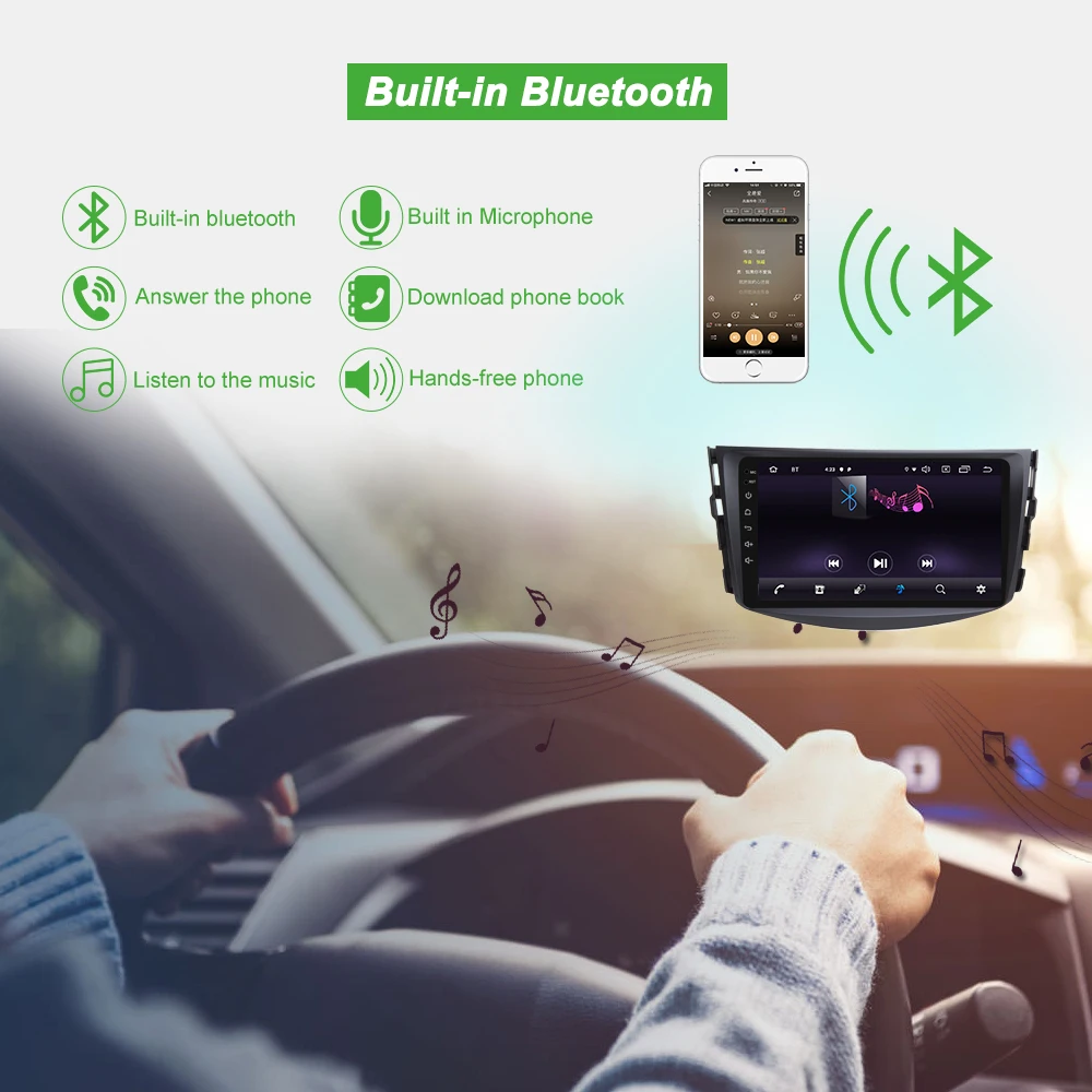 Excellent Bonroad  Android 9.0 Car multimedia playr for Toyota rav4 2007 2008 2009 2010 2011 Car DVD GPS Navigation palyer Ram 2G Rom16G 2